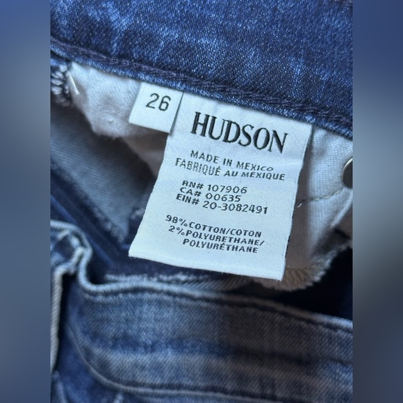 Hudson Nico Raw Hem Lace-Up Super Skinny Dark Wash Denim Jeans, Size 26 - Picture 5 of 9